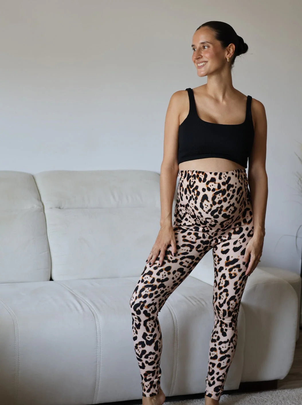 Nosečniške pajkice High waist Leopard print