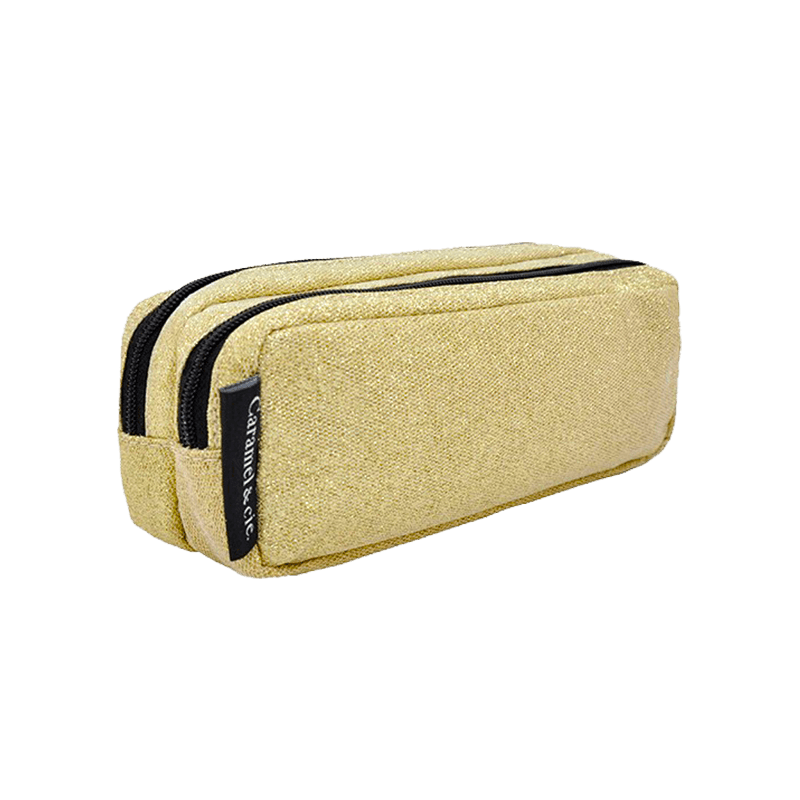 BACK TO SCHOOL - DVOJNA PERESNICA  PENCIL CASE DOUBLE - GOLD GLITTER