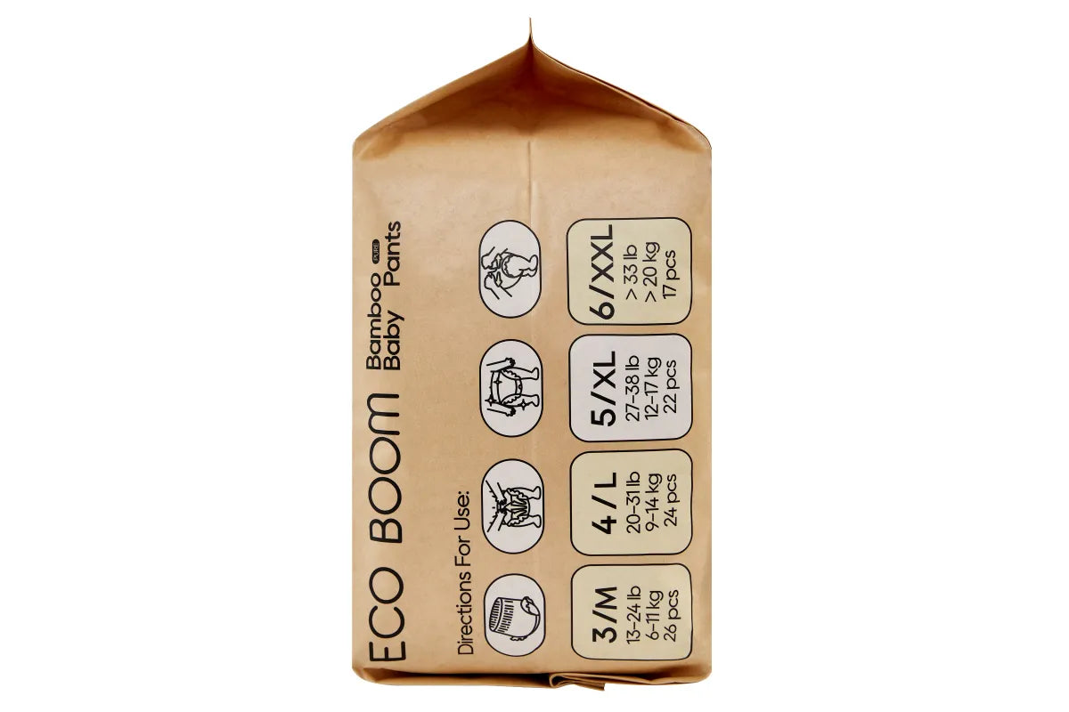 ECO BOOM® PURE - BIORAZGRADLJIVE HLAČNE PLENICE XL-5 (22 kos)