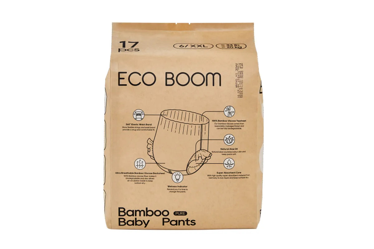 EcoBoom® Pants - biorazgradljive hlačne plenice XXL- 6 (17 kos)