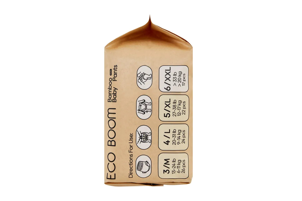 ECO BOOM® PURE - BIORAZGRADLJIVE HLAČNE PLENICE XXL- 6 (17 kos)