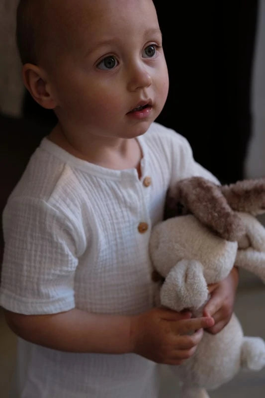 Kombinezon iz muslina kratek rokav "Off white" 