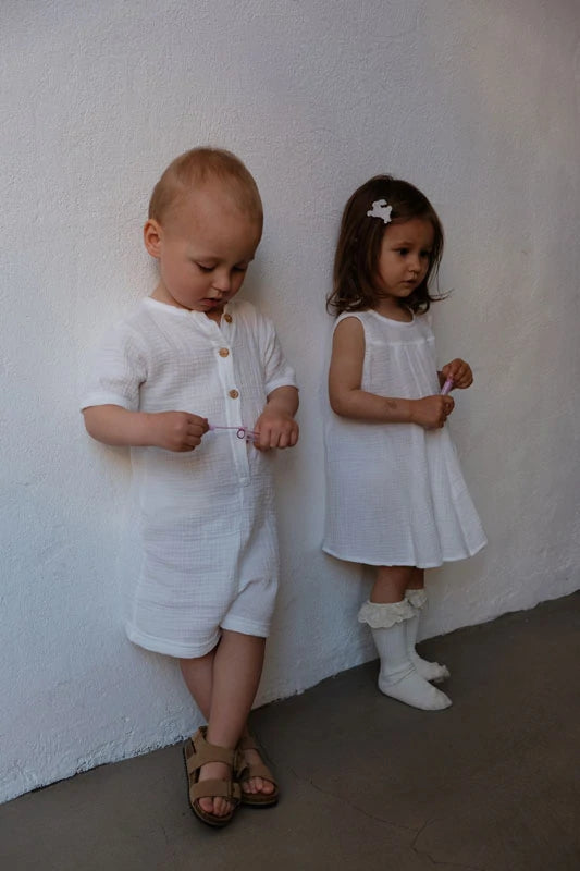 Kombinezon iz muslina kratek rokav "Off white" 