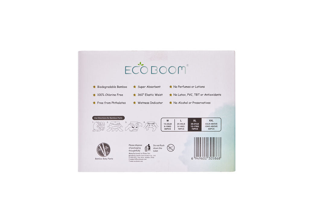 EcoBoom® Pants - biorazgradive hlačice pelene veličina XL - 5 (72 komada, 12kg dalje)